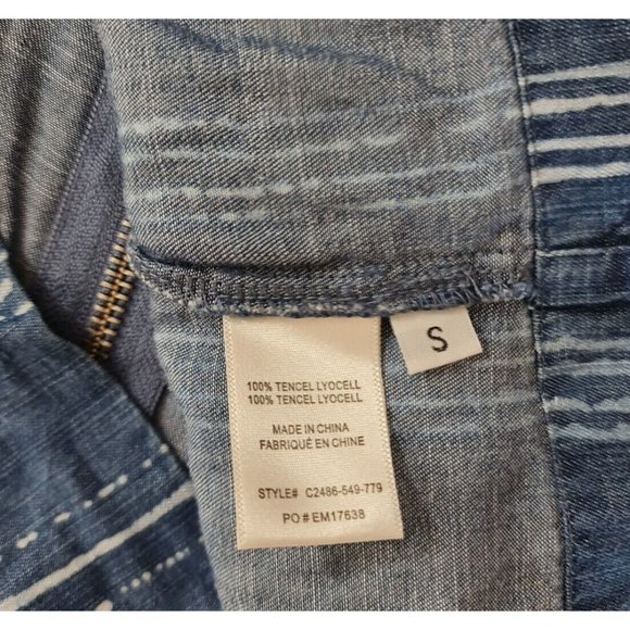 Cloth & Stone Women Size S Basic Blouse Back Full Zip Blue Striped Long SLV. A0P - Picture 4 of 6